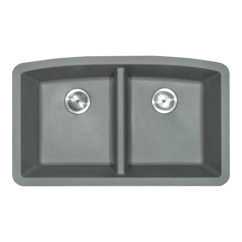 Grey Quartz Double Bowl 50/50 Kitchen Sink Composite by MSI Surfaces