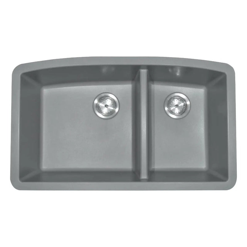 Grey Quartz Double Bowl 60/40 Kitchen Sink Composite by MSI Surfaces