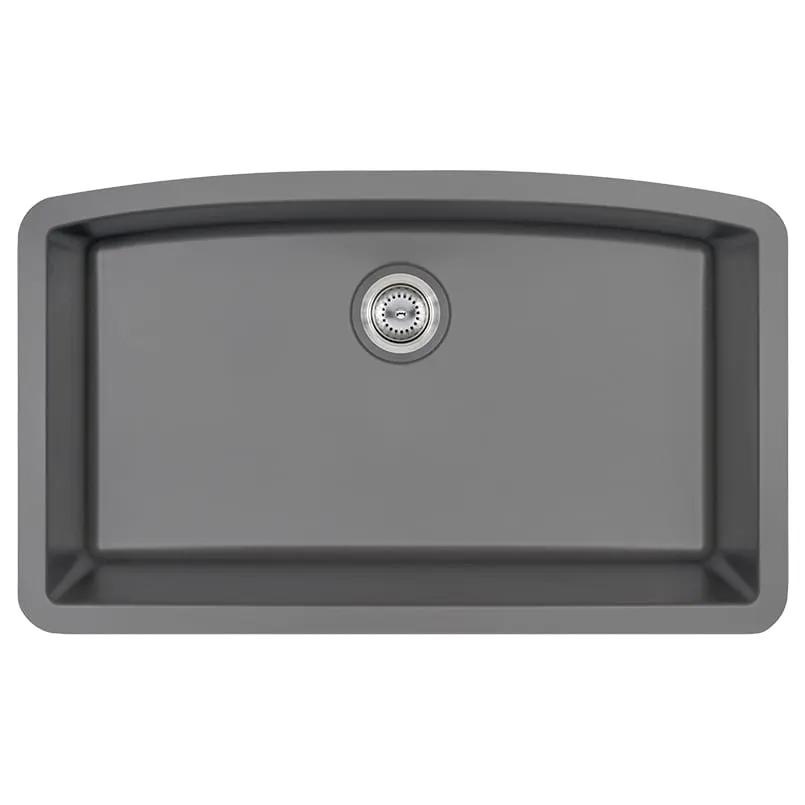 Grey Quartz Single Bowl Kitchen Sink Composite by MSI Surfaces