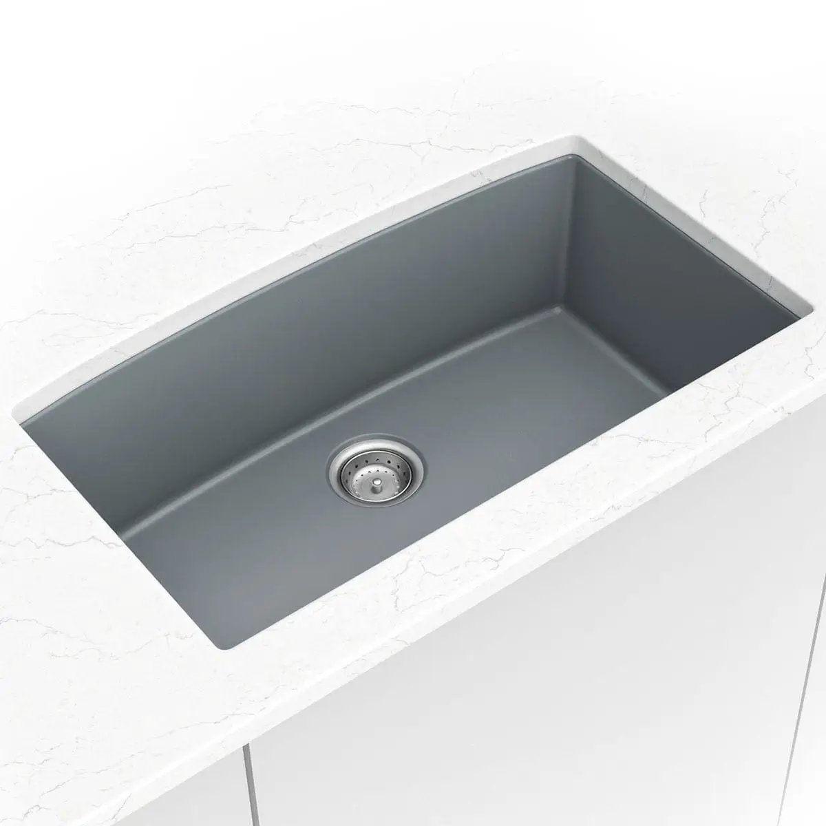 Grey Quartz Single Bowl Kitchen Sink Composite by MSI Surfaces