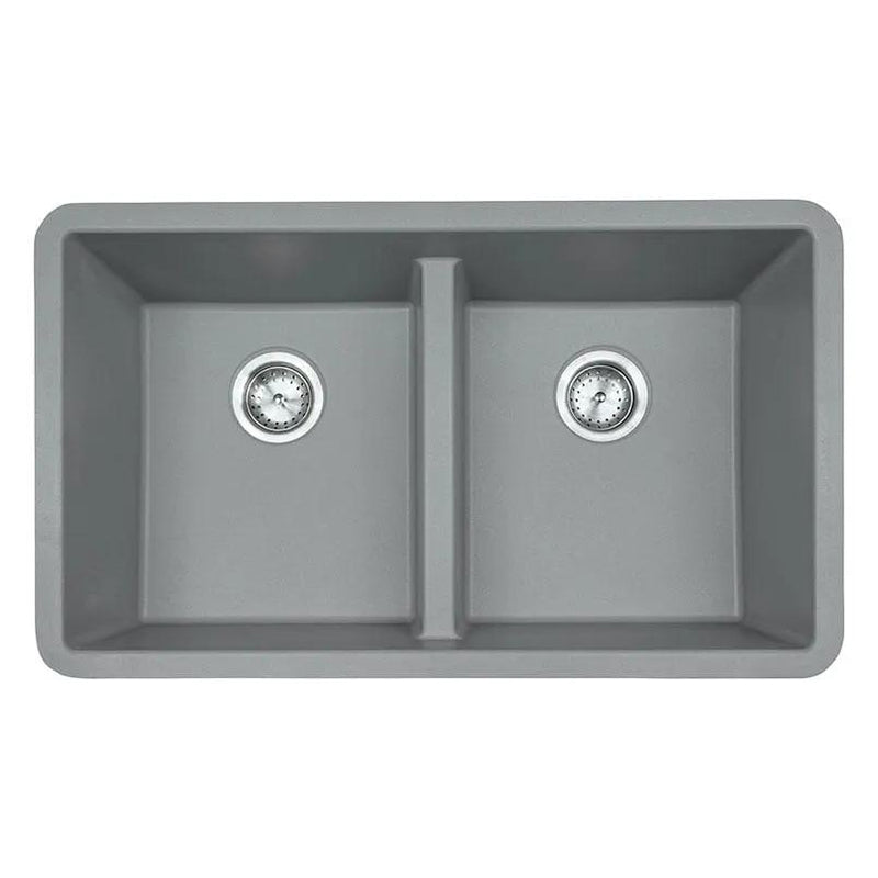 Gray Quartz Double Bowl 50/50-3319 Sink Composite close up
