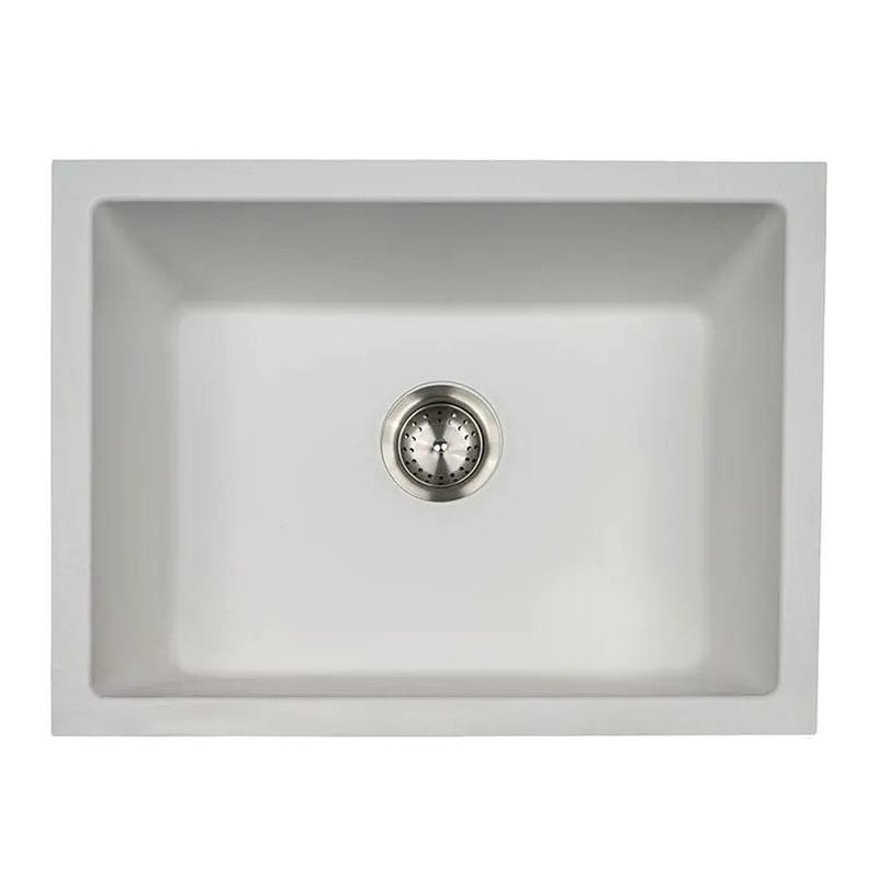 White Quartz Single Bowl 2418 Sink Composite close up