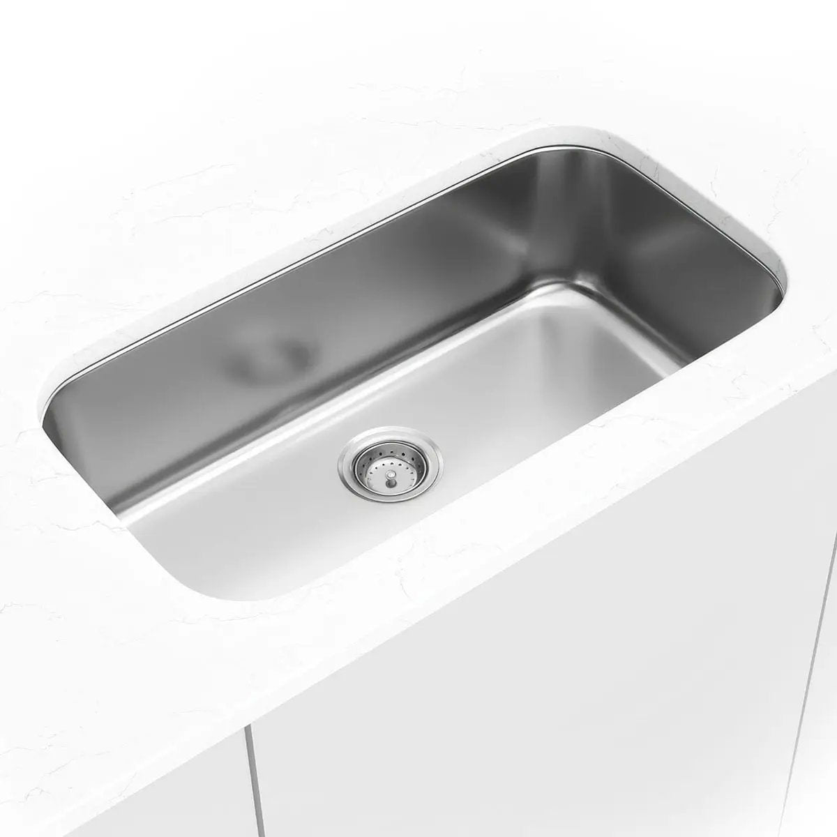 Single Cutout Bowl 3218 Satin Stainless Steel Sinks in a finished room