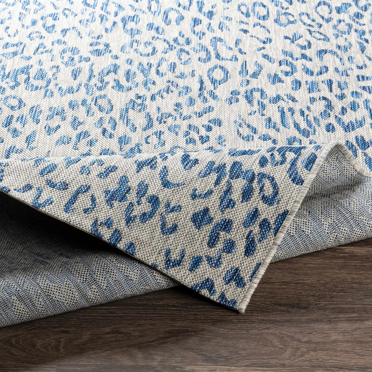 Skipsea Blue Leopard Performance Outdoor Rug, photo 7 of 20