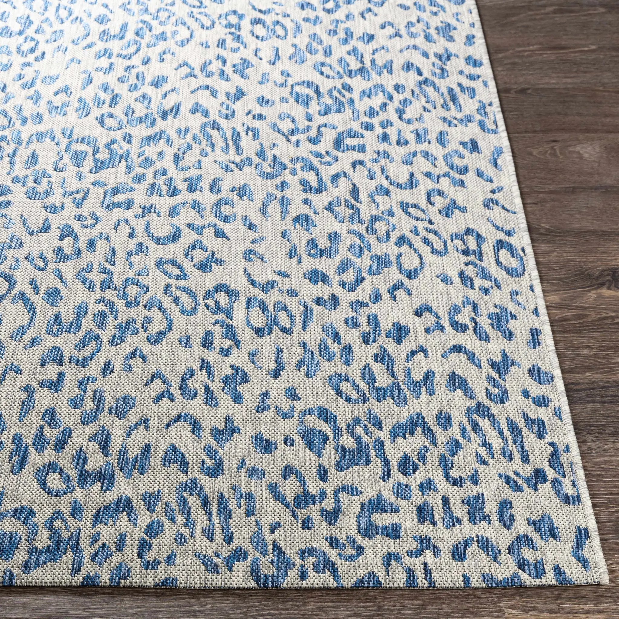 Skipsea Blue Leopard Performance Outdoor Rug by Boutique Rugs