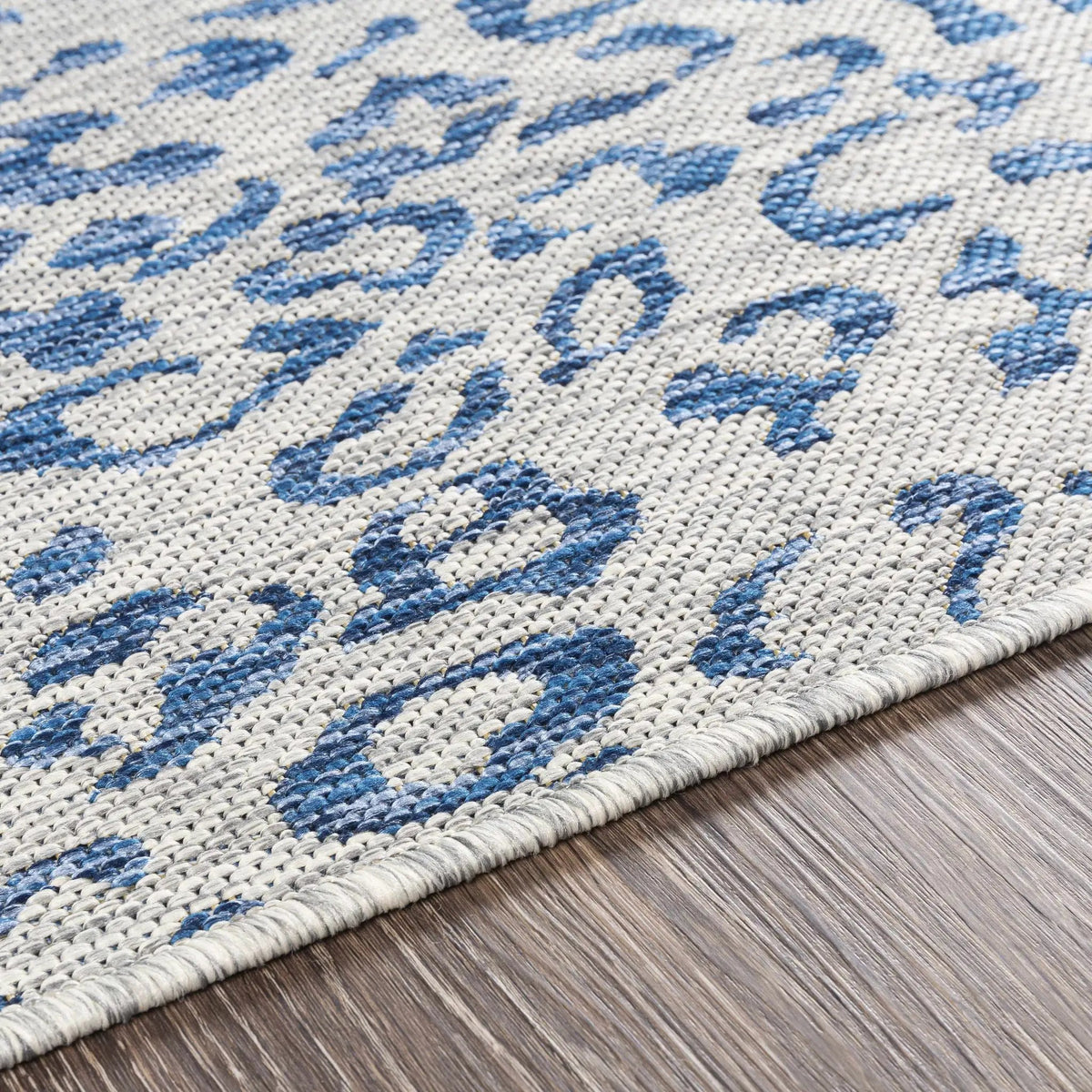 Skipsea Blue Leopard Performance Outdoor Rug, photo 16 of 20
