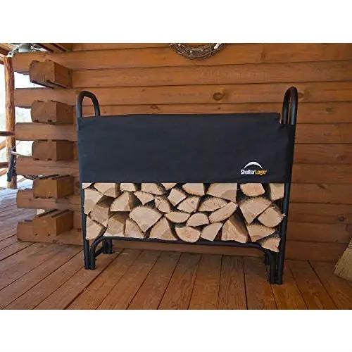 Outdoor Firewood Rack 4-Ft Steel Frame Wood Log Storage with Cover by HomePacific