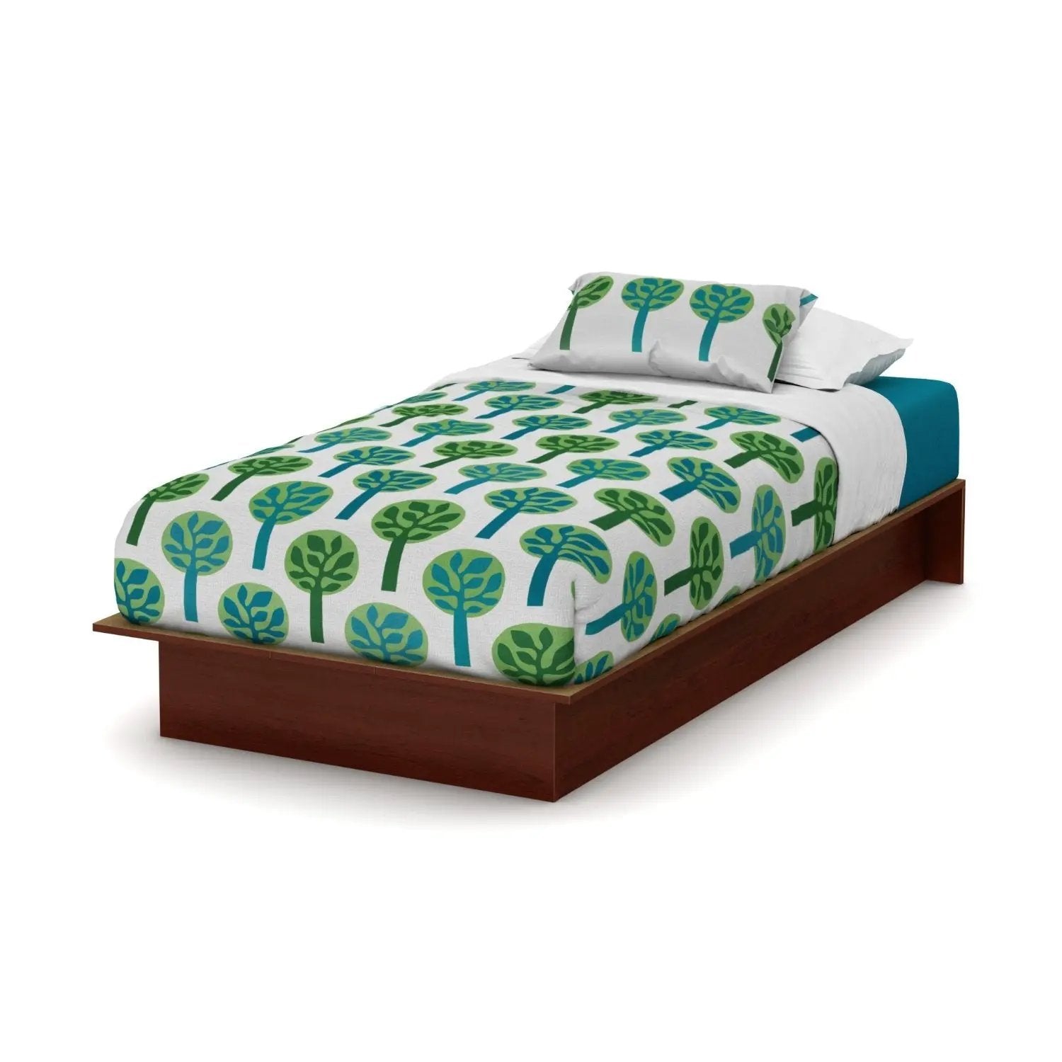 Twin size Platform Bed Frame in Royal Cherry Wood Finish by HomePacific