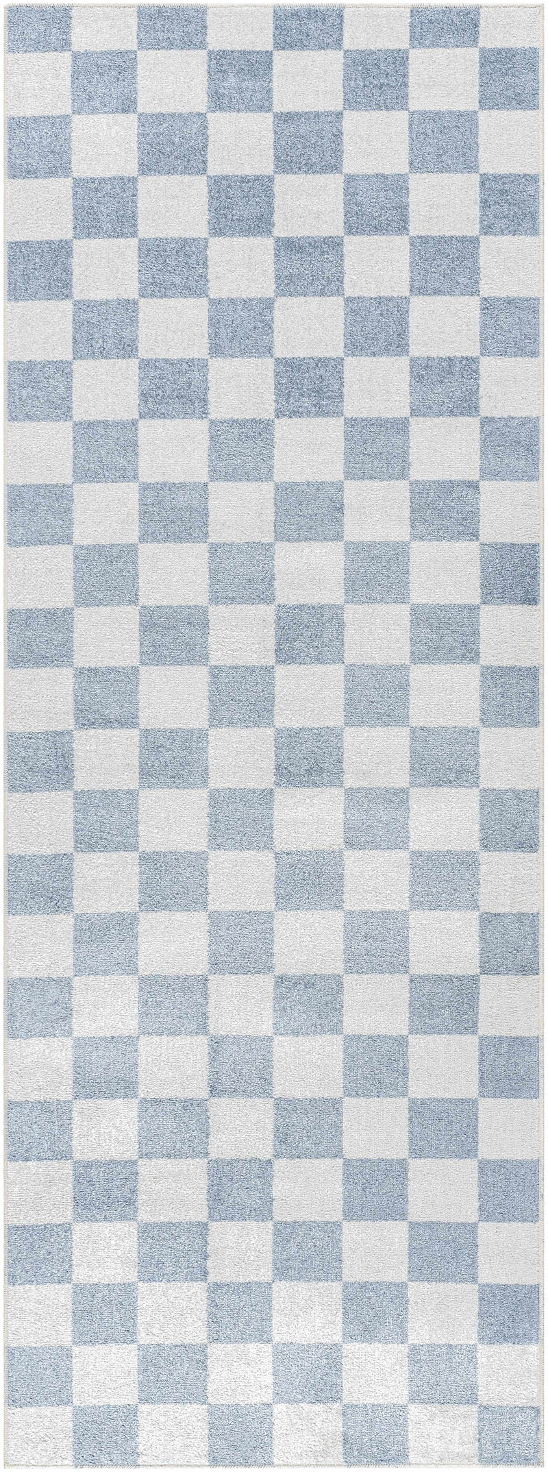 Brone Blue Checkered Washable Rug by Boutique Rugs