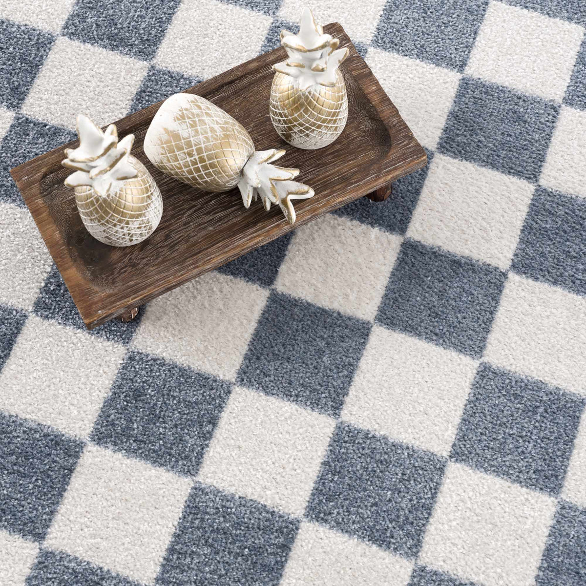 Brone Blue Checkered Washable Rug, photo 14 of 25
