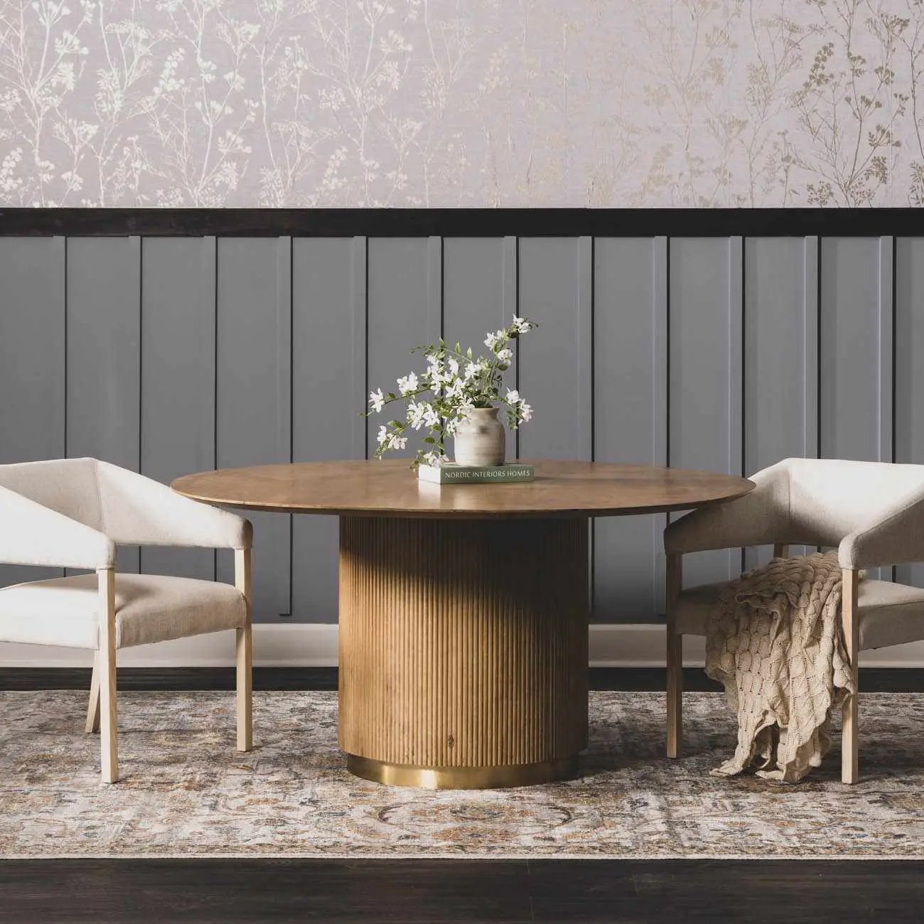 Dion Washable Floral Rug - Clearance by Boutique Rugs
