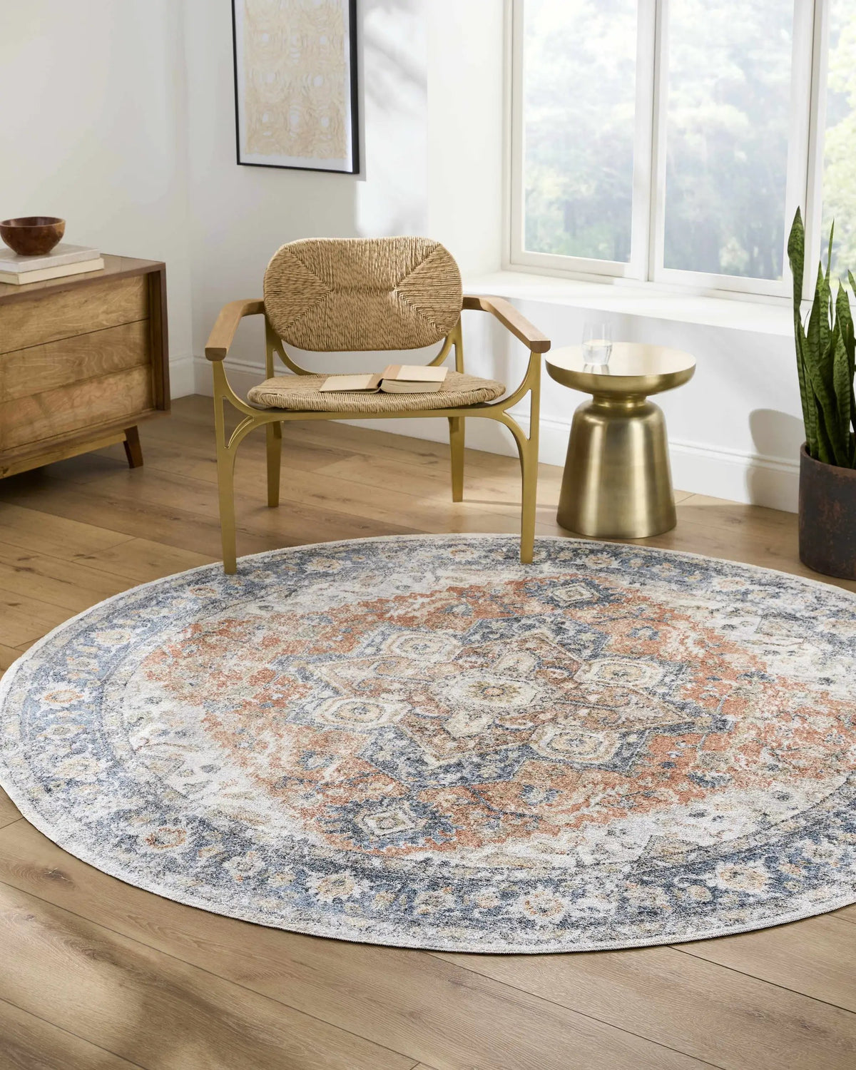 Ezri Rust Washable Area Rug, installed in a room 2