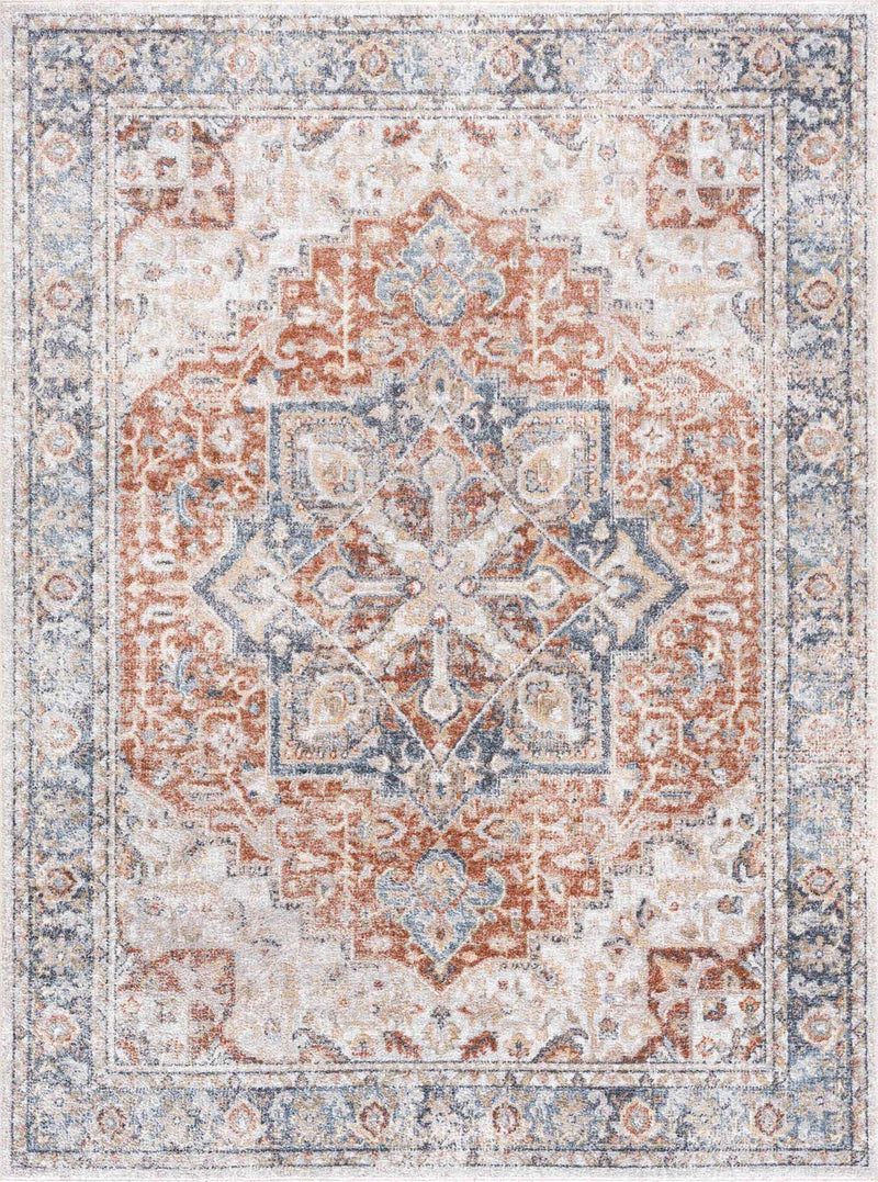 Neta Red & Blue Flat Pile Washable Rug - Clearance by Boutique Rugs