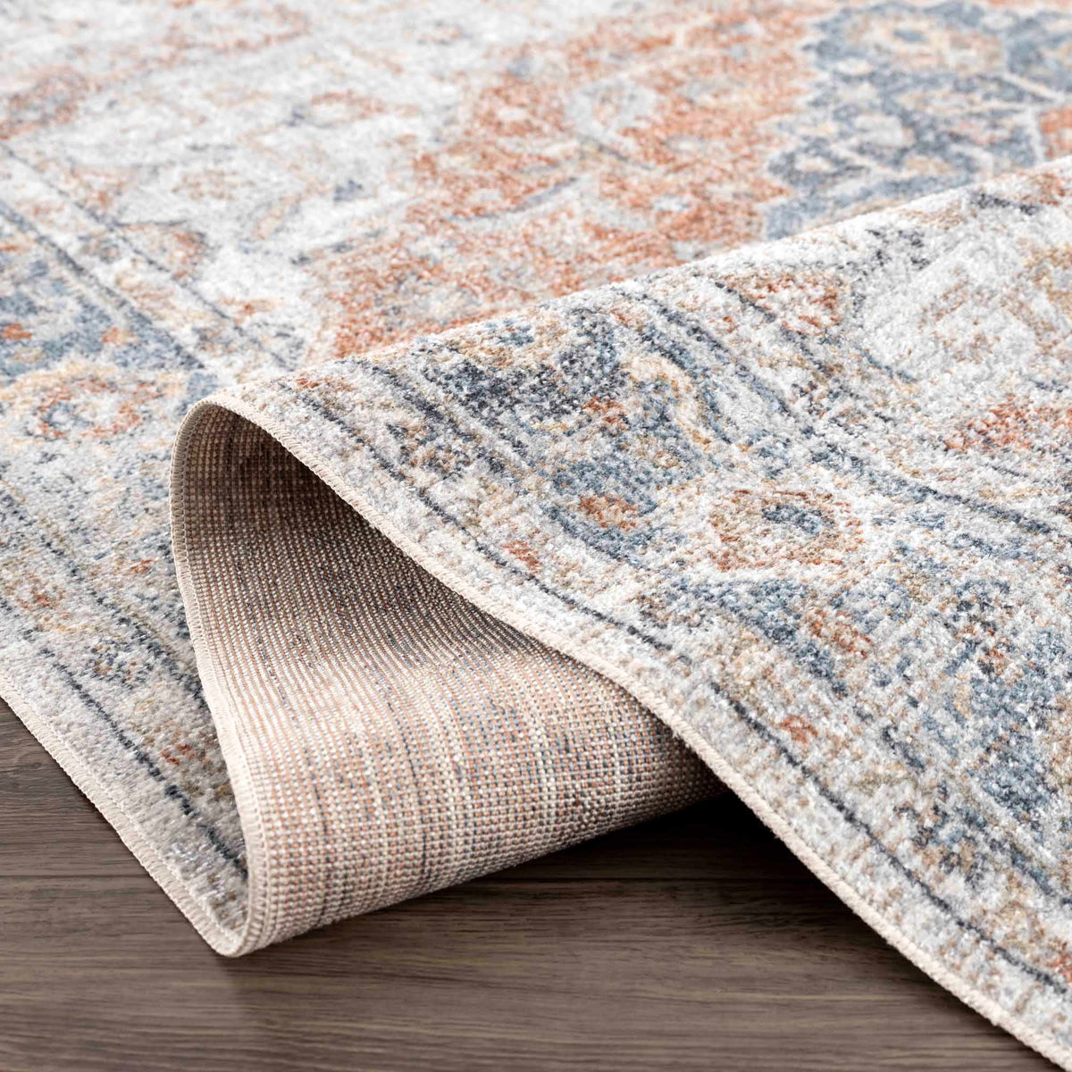Neta Red & Blue Flat Pile Washable Rug - Clearance, photo 12 of 18