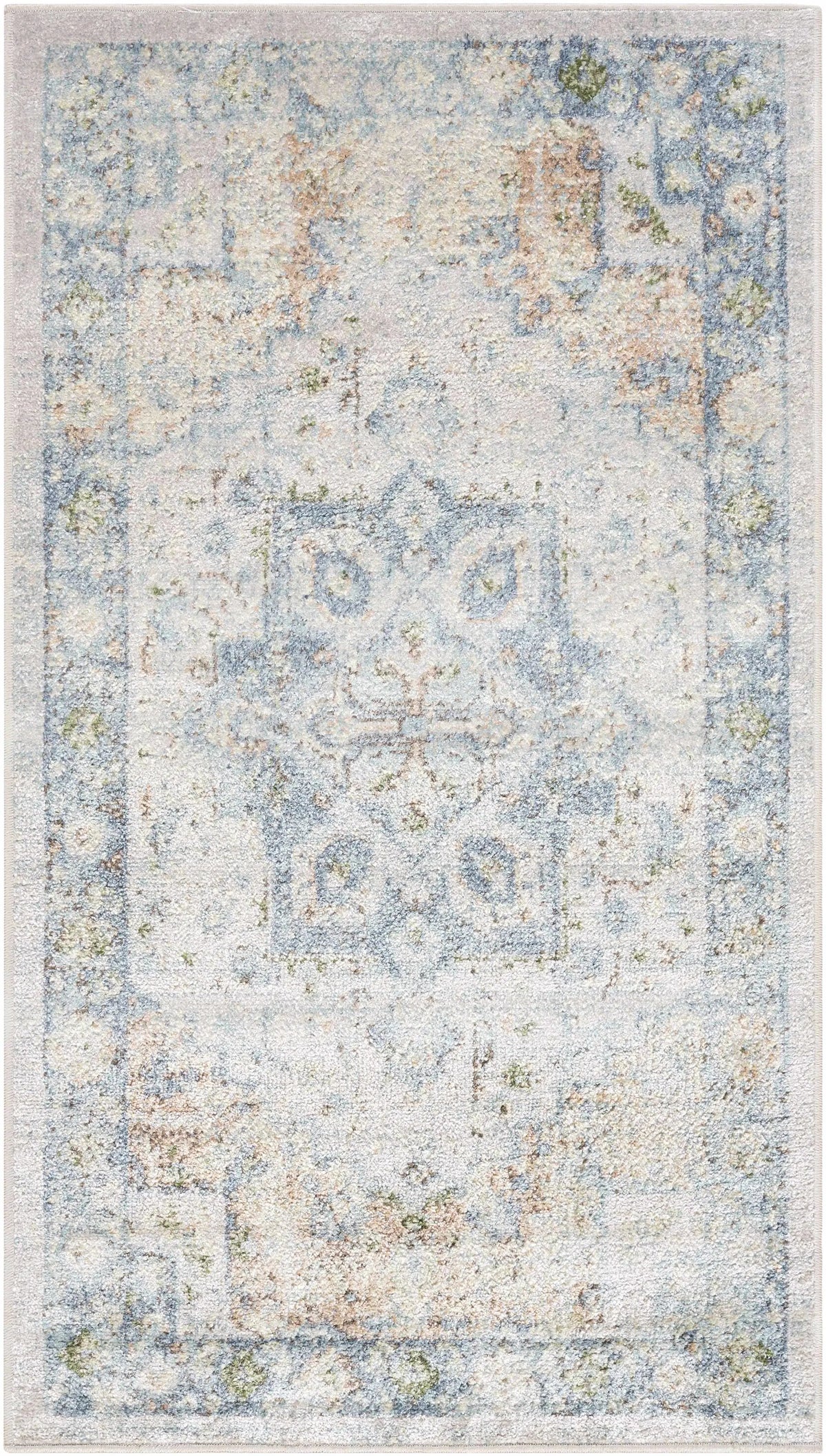 Neta Orange & Light Blue Washable Area Rug - Clearance