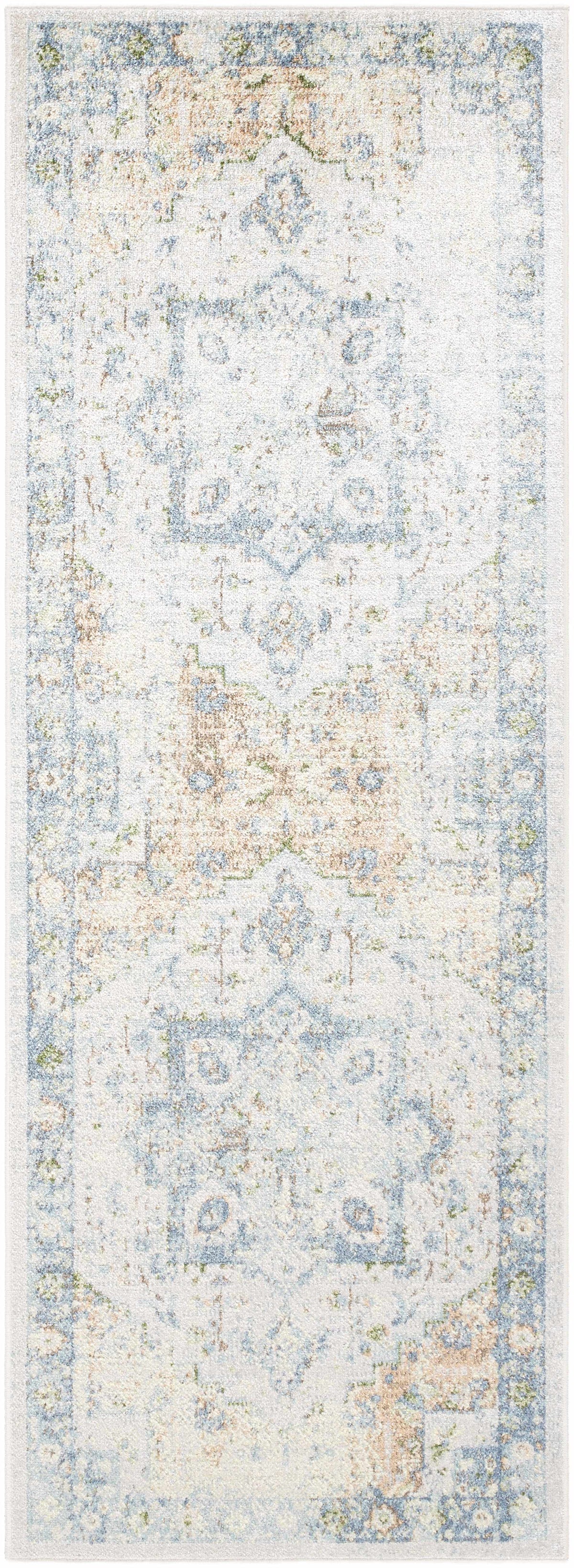 Neta Orange & Light Blue Washable Area Rug - Clearance, photo 3 of 4
