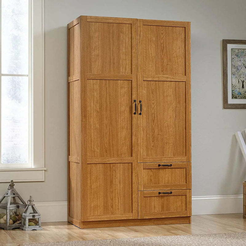 Bedroom Wardrobe Cabinet Storage Closet Organizer in Medium Oak Finish by HomePacific