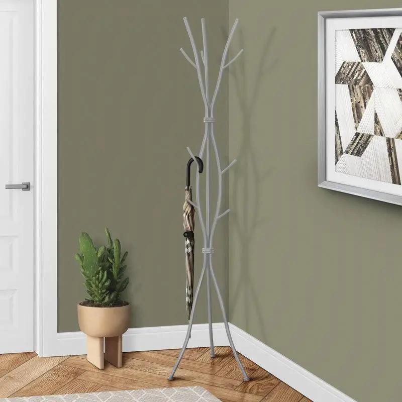 74-inch Freestanding Silver Metal Coat Rack Entryway Hall Tree Umbrella Stand by HomePacific