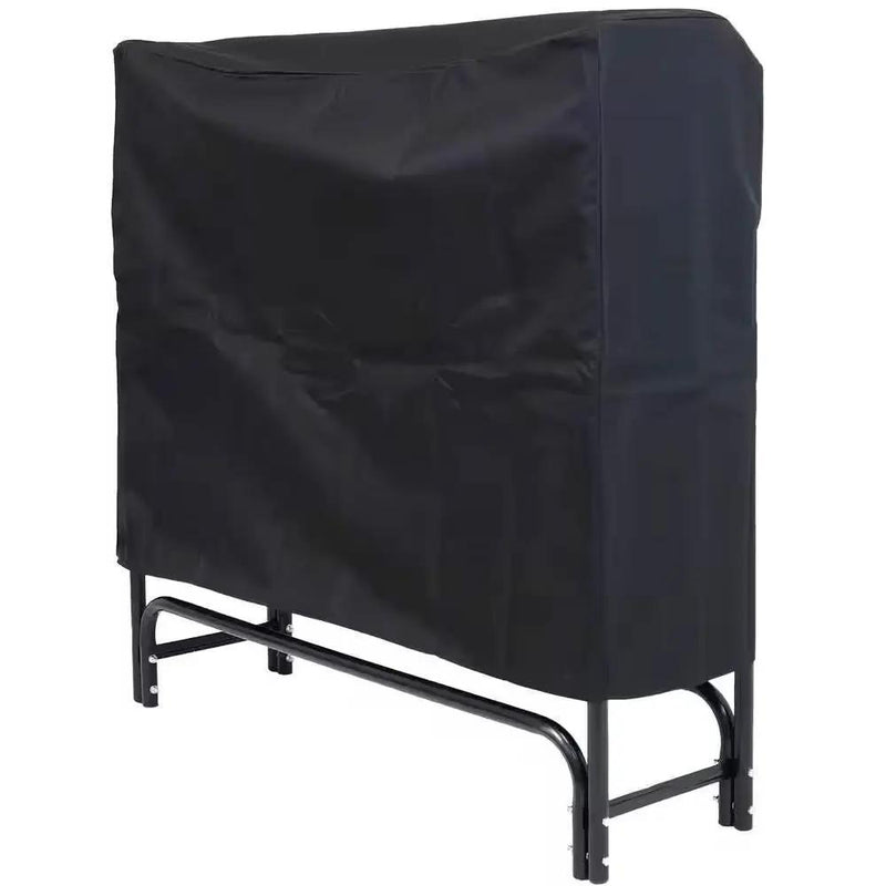 Indoor/Outdoor 4-Ft. Black Metal Firewood Rack with Cover by HomePacific