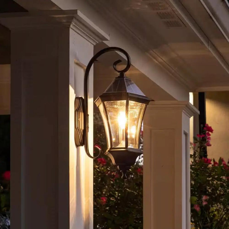 Outdoor Farmhouse Solar Wall Light in Black Finish - 150 Lumens by HomePacific