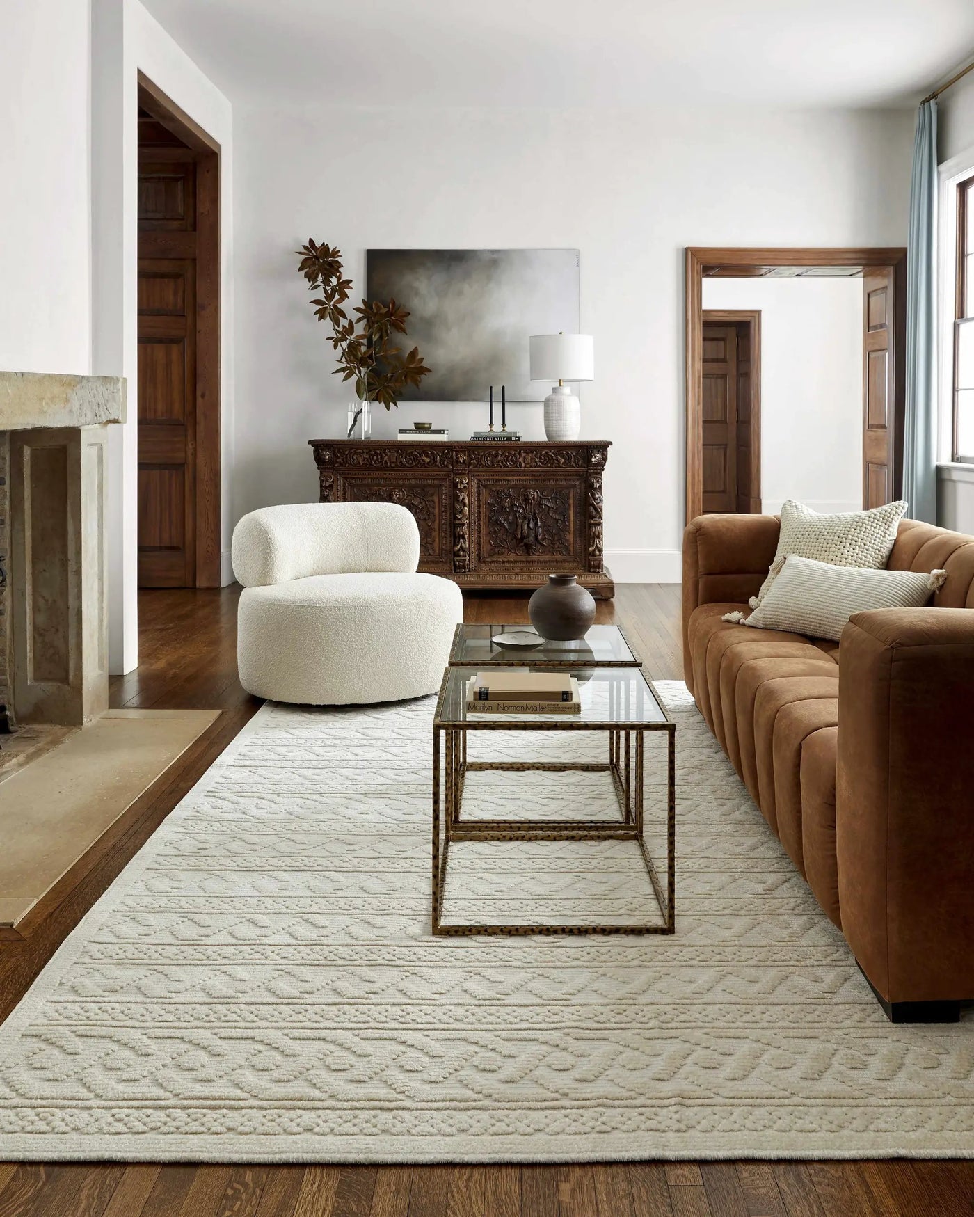 Fadey White 3D Washable Rug by Boutique Rugs
