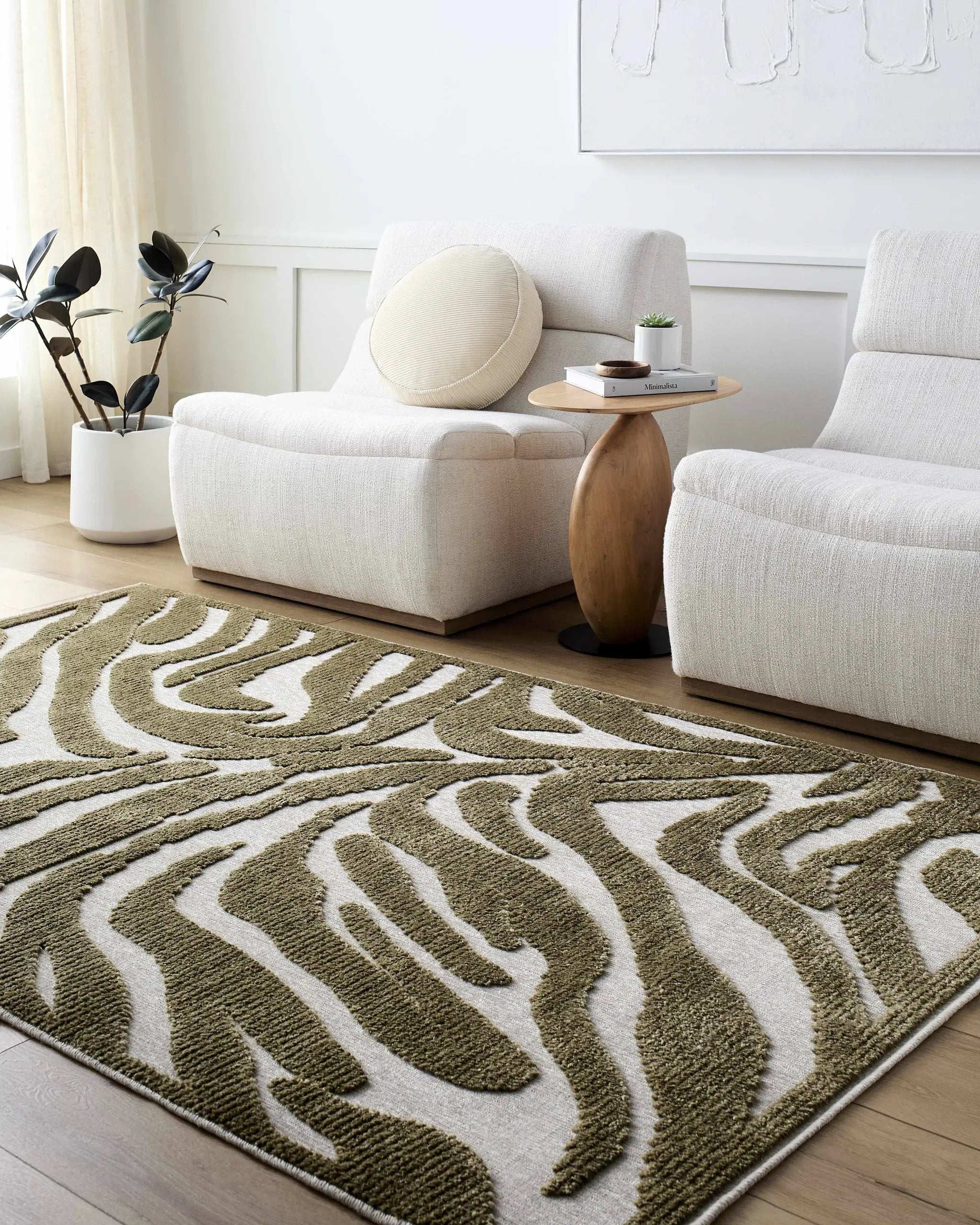 Keto Olive Washable Area Rug by Boutique Rugs