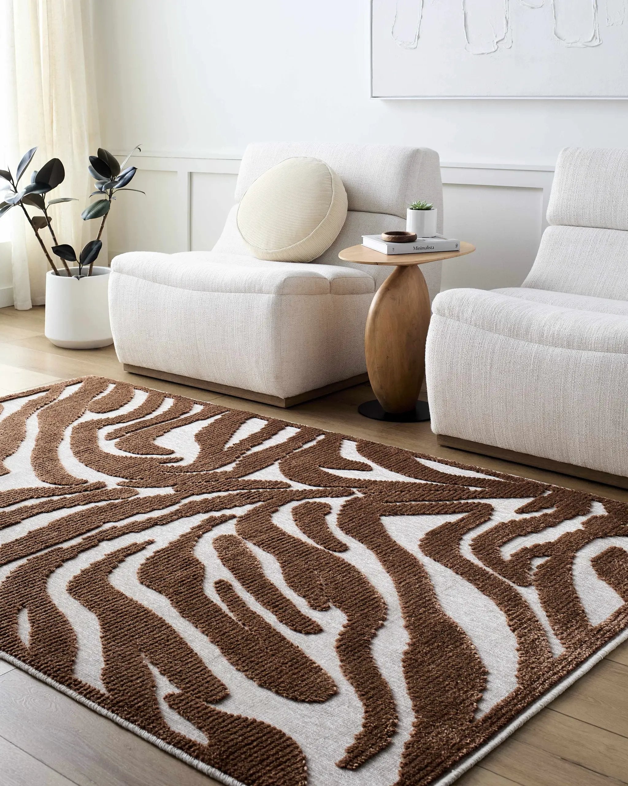 Keto Brown Washable Area Rug by Boutique Rugs