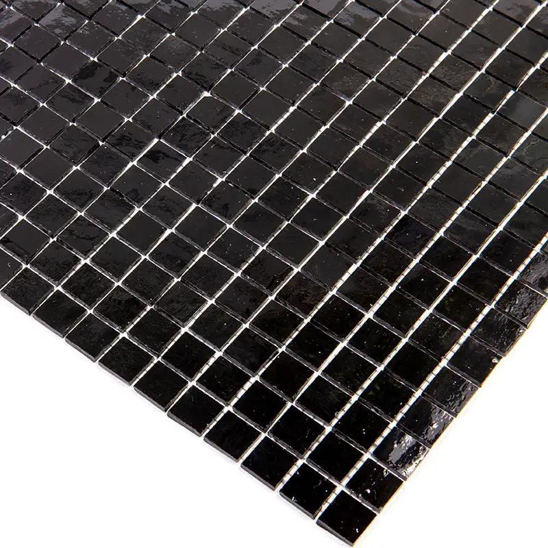 Black 12x12 Glossy Uniform Square Glass Mosaic Tile (20 pack, 18.69 sq ft/case) by Apollo Tile