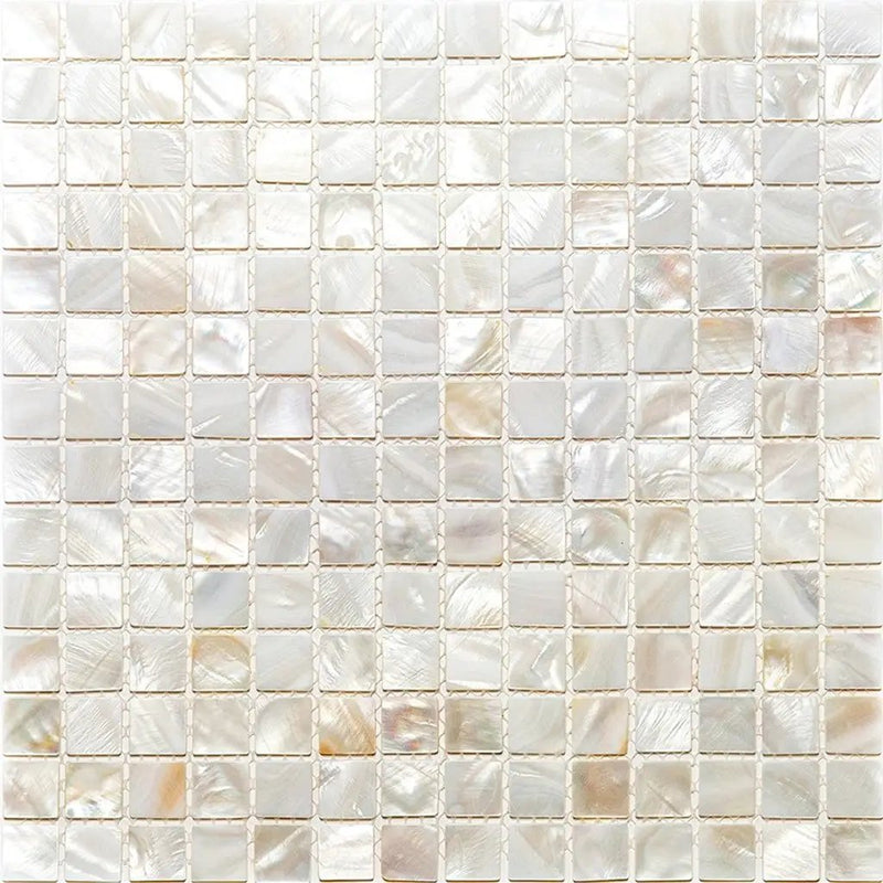 Shell White 12x12 Polished Square Shell Mother of Pearl Mosaic Tile (20 pack, 20 sq ft/case) by Apollo Tile