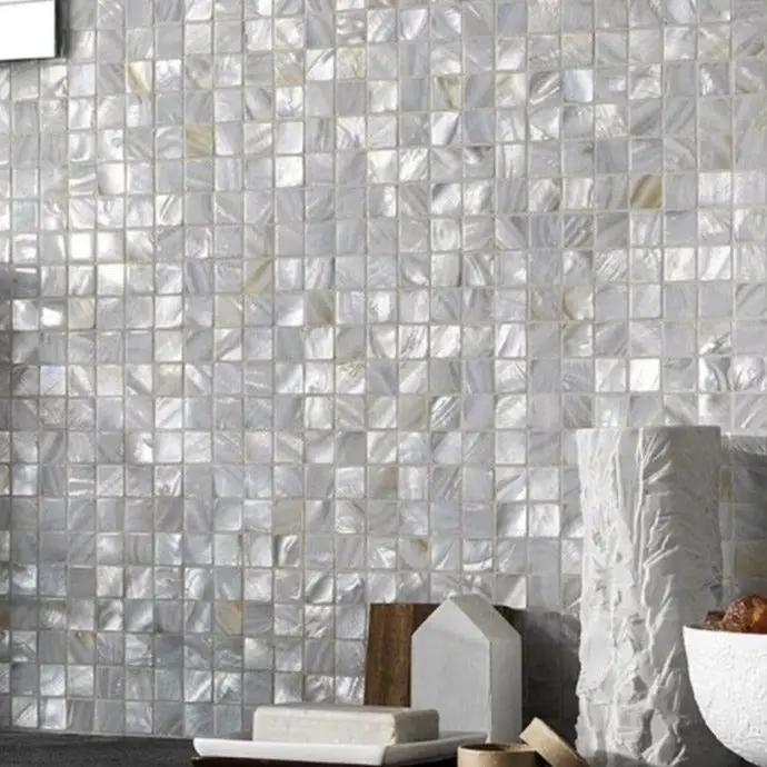 Shell White 12x12 Polished Square Shell Mother of Pearl Mosaic Tile (20 pack, 20 sq ft/case) by Apollo Tile