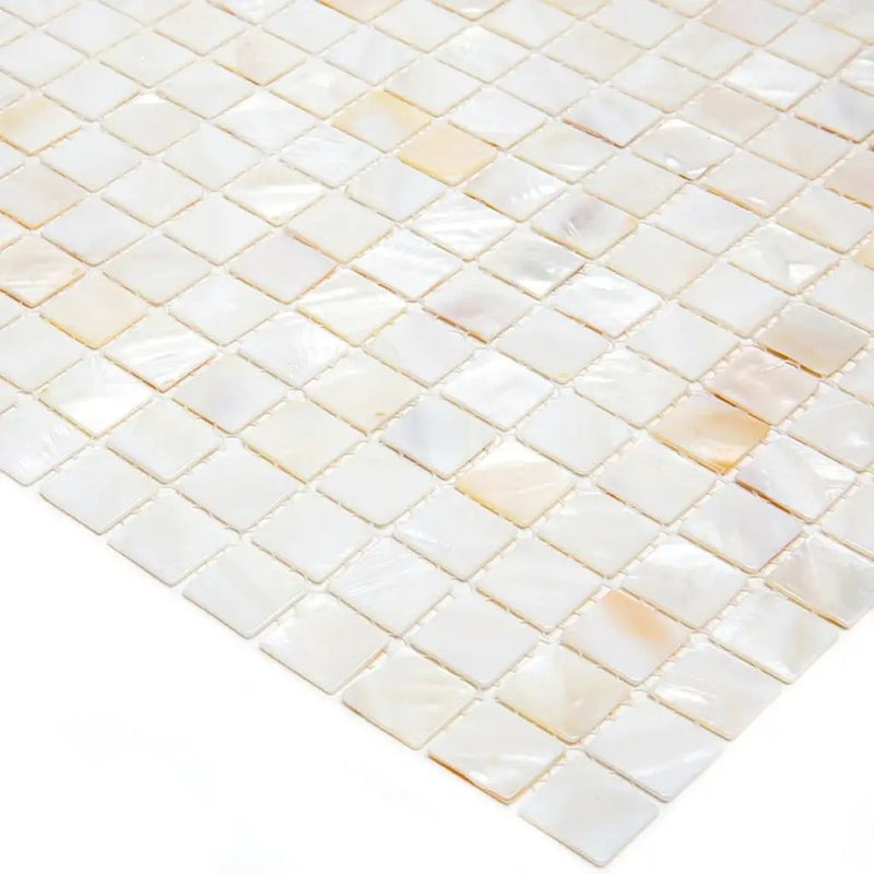 Shell White 12x12 Polished Square Shell Mother of Pearl Mosaic Tile (20 pack, 20 sq ft/case) by Apollo Tile