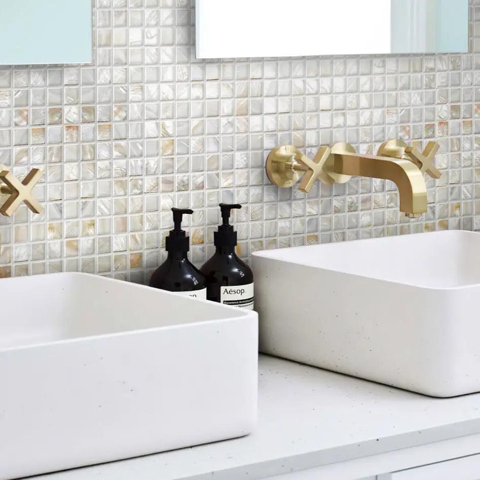 Shell White 12x12 Polished Square Shell Mother of Pearl Mosaic Tile (20 pack, 20 sq ft/case) by Apollo Tile