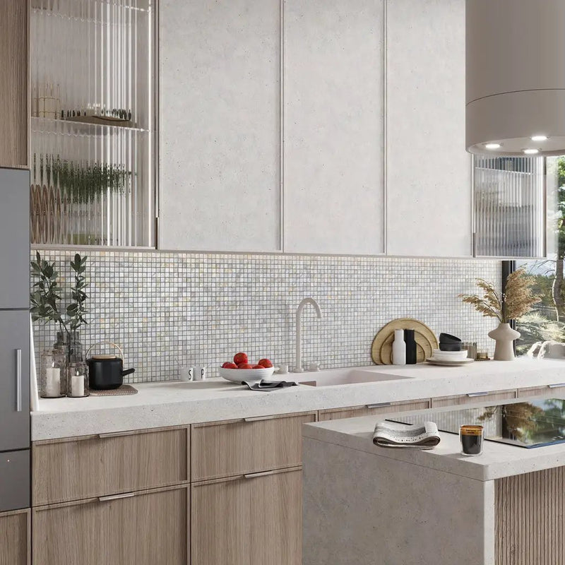 Shell White 12x12 Polished Square Shell Mother of Pearl Mosaic Tile (20 pack, 20 sq ft/case) by Apollo Tile
