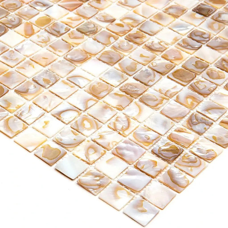 Beige 12x12 Polished Square Shell Mother of Pearl Mosaic Tile (20 pack, 20 sq ft/case) by Apollo Tile