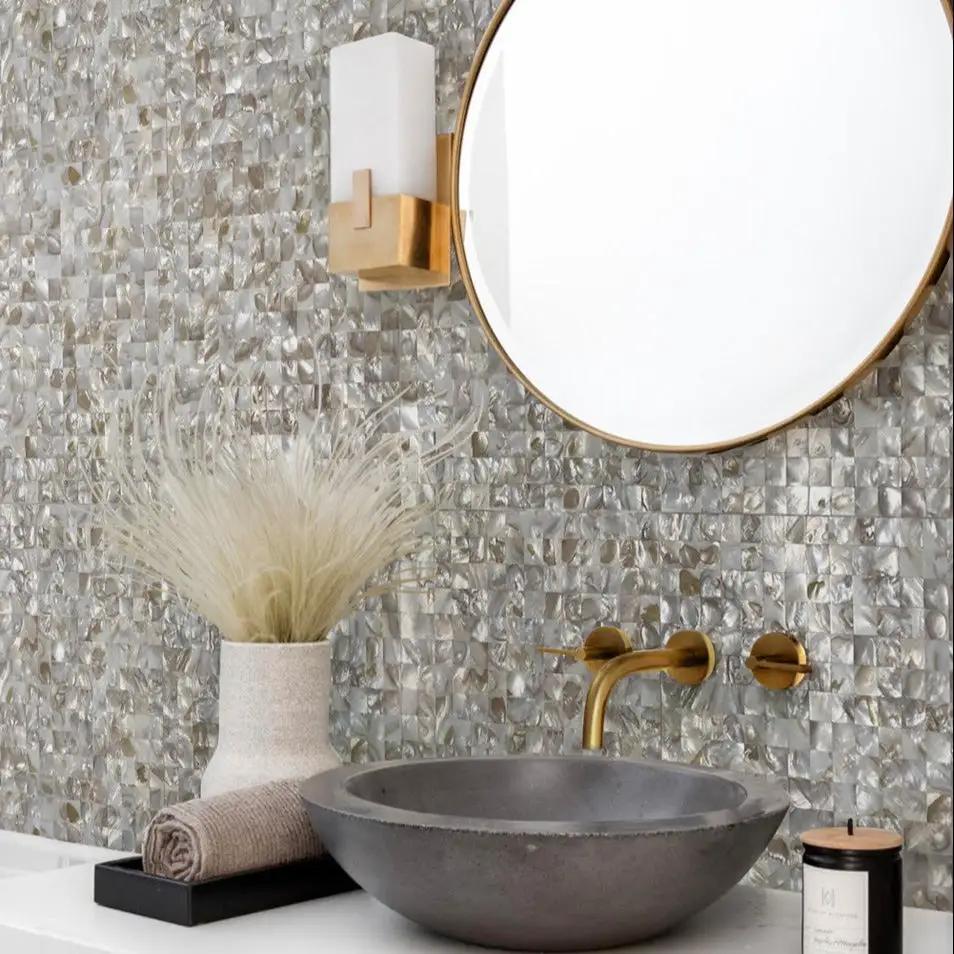 Brown 12x12 Polished Square Shell Mother of Pearl Mosaic Tile (20 pack, 19.34 sq ft/case) by Apollo Tile