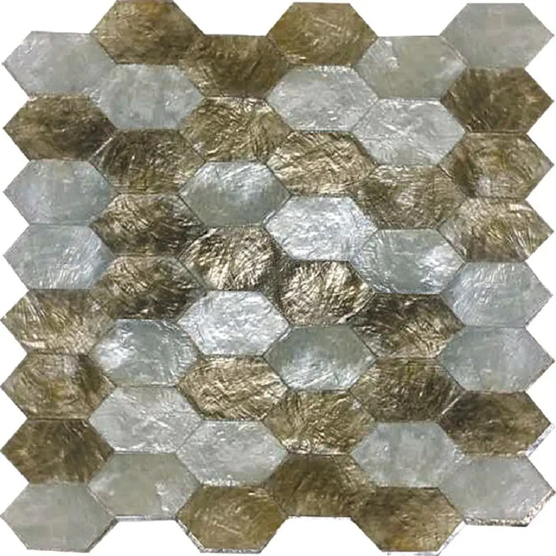 Silver Gold 10x11 Polished Hexagon Shell Mother of Pearl Mosaic Tile (20 pack, 15.89 sq ft/case) by Apollo Tile