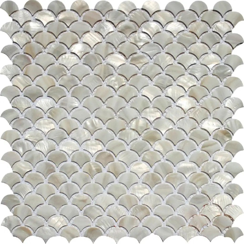 Chiffon White 12x12 Polished Arabesque Shell Mother of Pearl Mosaic Tile (20 pack, 19.34 sq ft/case) by Apollo Tile