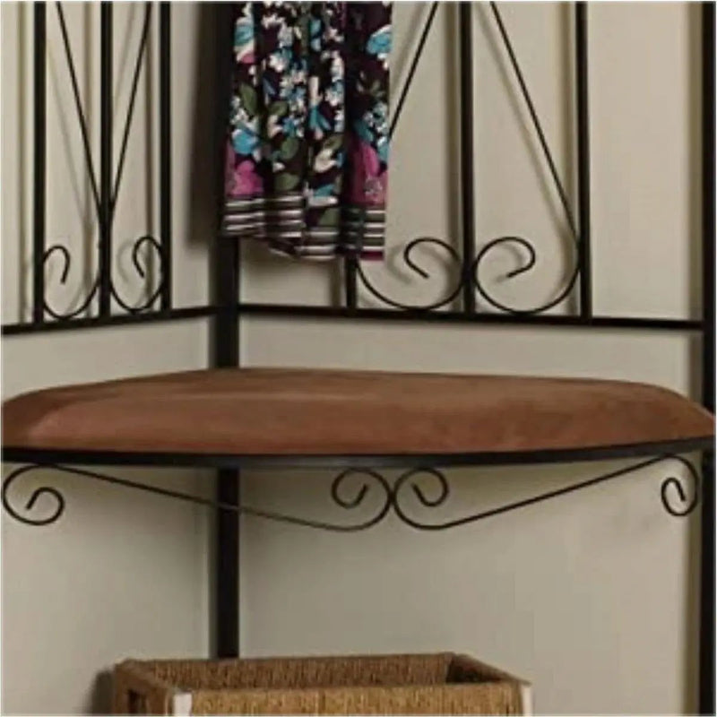 Black Metal Scrolling Corner Hall Tree Coat Rack Storage Bench by HomePacific