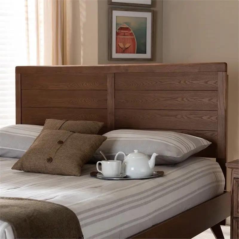 Queen size Farmhouse Headboard in Rustic Brown Walnut Wood Finish by HomePacific