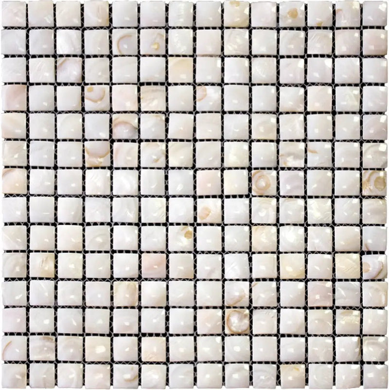 Shell White 12x12 Polished Square Shell Mother of Pearl Mosaic Tile (20 pack, 19.34 sq ft/case) by Apollo Tile