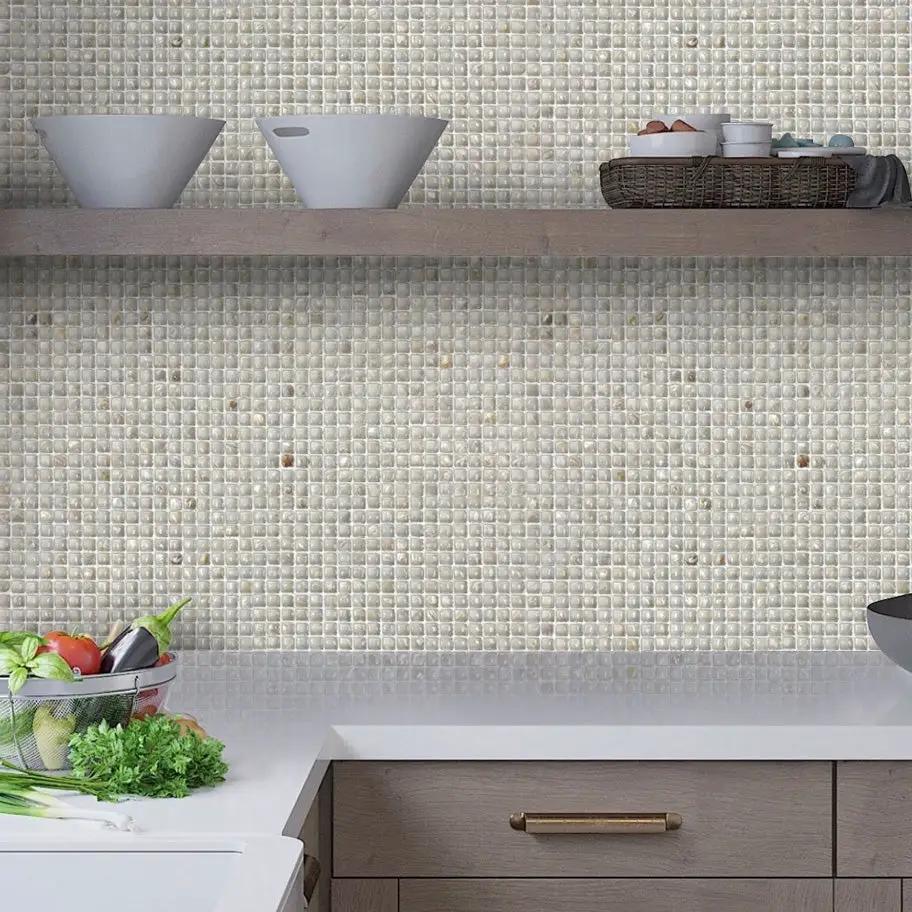 Shell White 12x12 Polished Square Shell Mother of Pearl Mosaic Tile (20 pack, 20 sq ft/case) by Apollo Tile