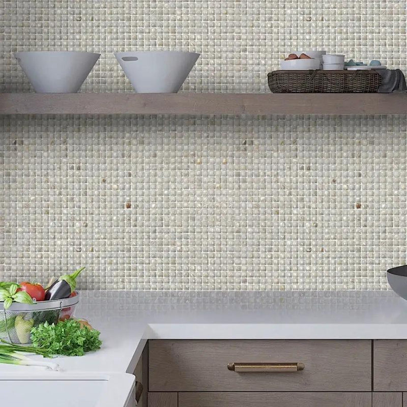 Shell White 12x12 Polished Square Shell Mother of Pearl Mosaic Tile (20 pack, 20 sq ft/case) by Apollo Tile