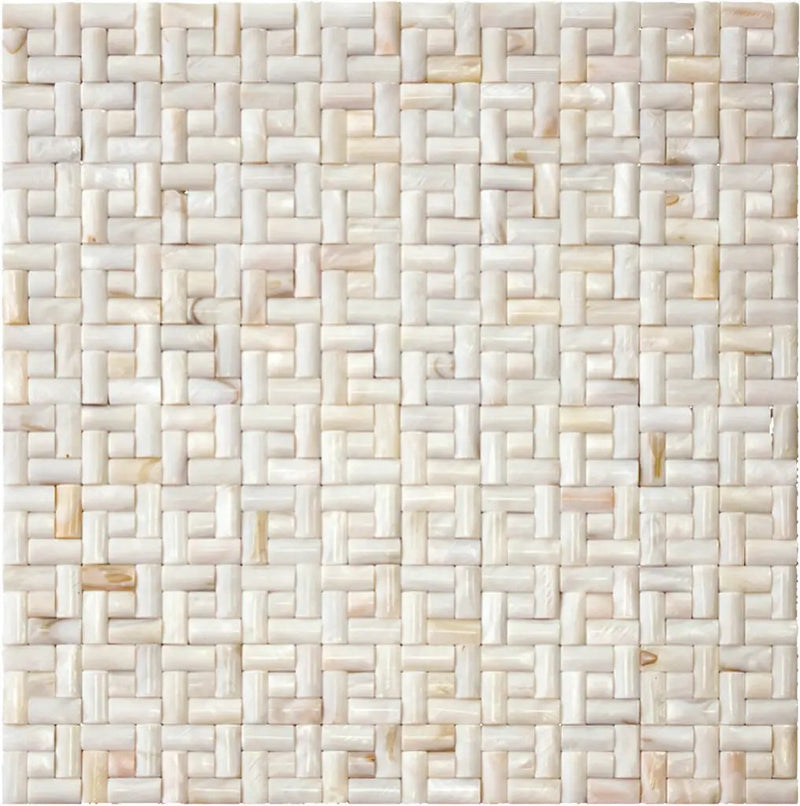 Beige White 12x12 Polished Brick Shell Mother of Pearl Mosaic Tile (20 pack, 19.0125 sq ft/case) by Apollo Tile