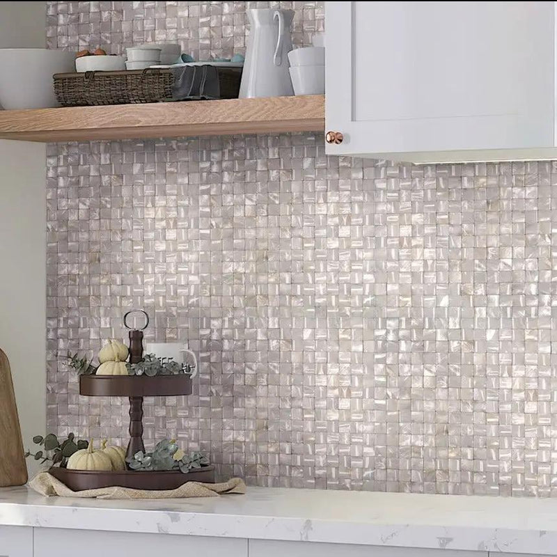 Shell White 12x12 Polished Shell Mother of Pearl Mosaic Tile (20 pack, 19.34 sq ft/case) by Apollo Tile