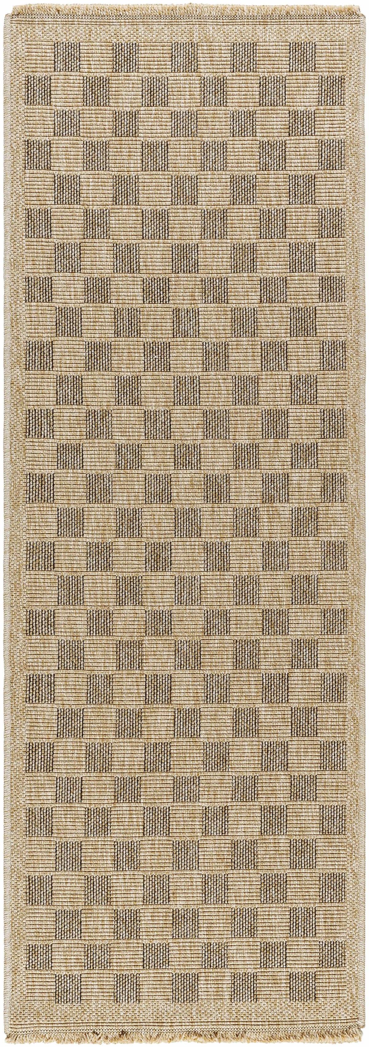 Jurek Beige & Brown Checkered Outdoor Area Rug, photo 7 of 11