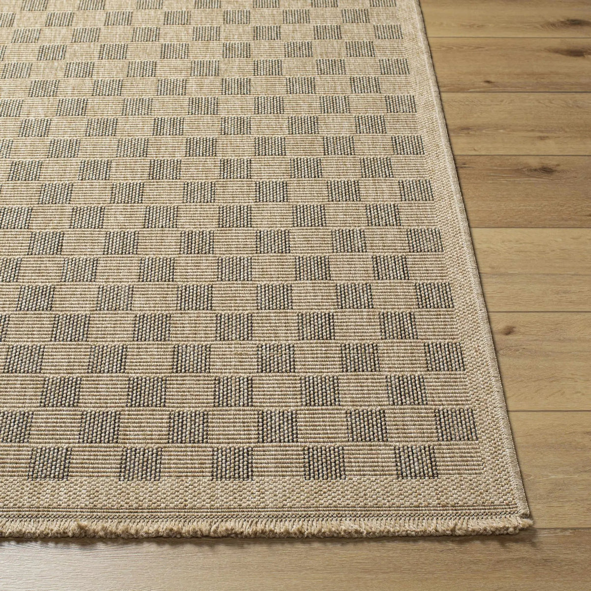 Jurek Beige & Brown Checkered Outdoor Area Rug, photo 9 of 11