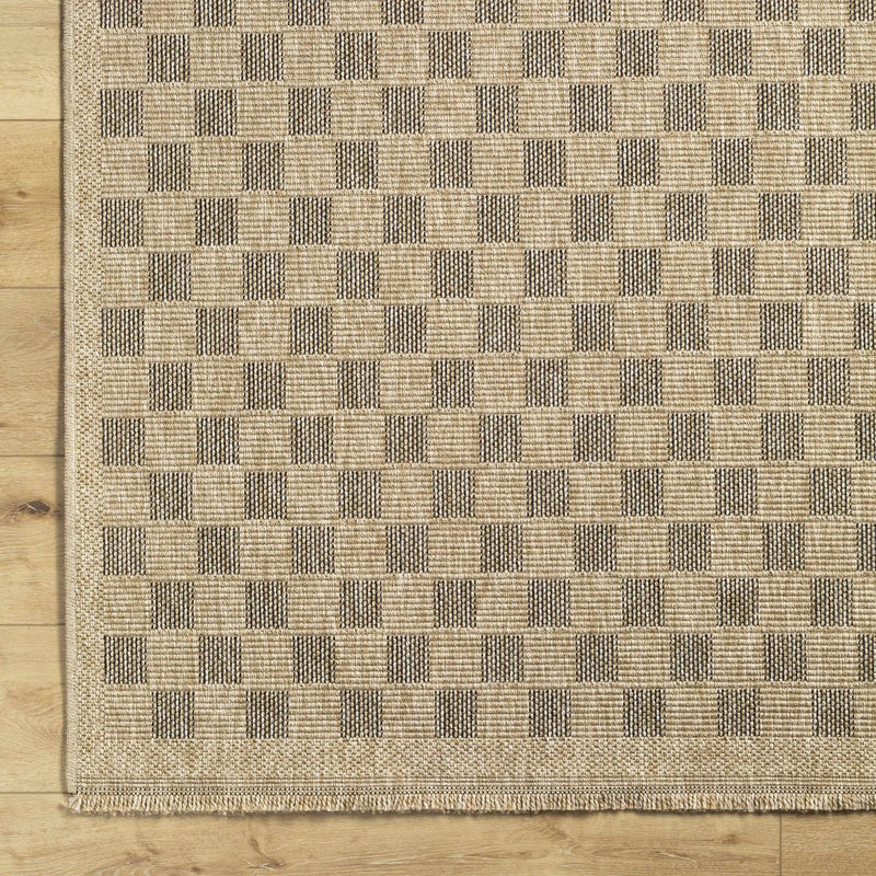 Jurek Beige & Brown Checkered Outdoor Area Rug by Boutique Rugs