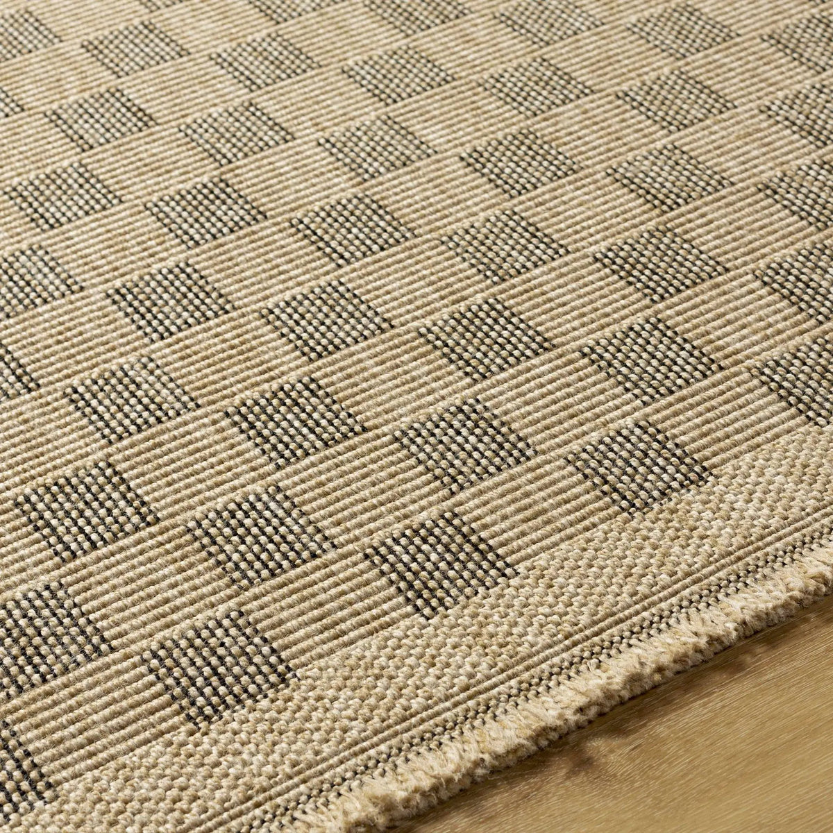 Jurek Beige & Brown Checkered Outdoor Area Rug, photo 6 of 11