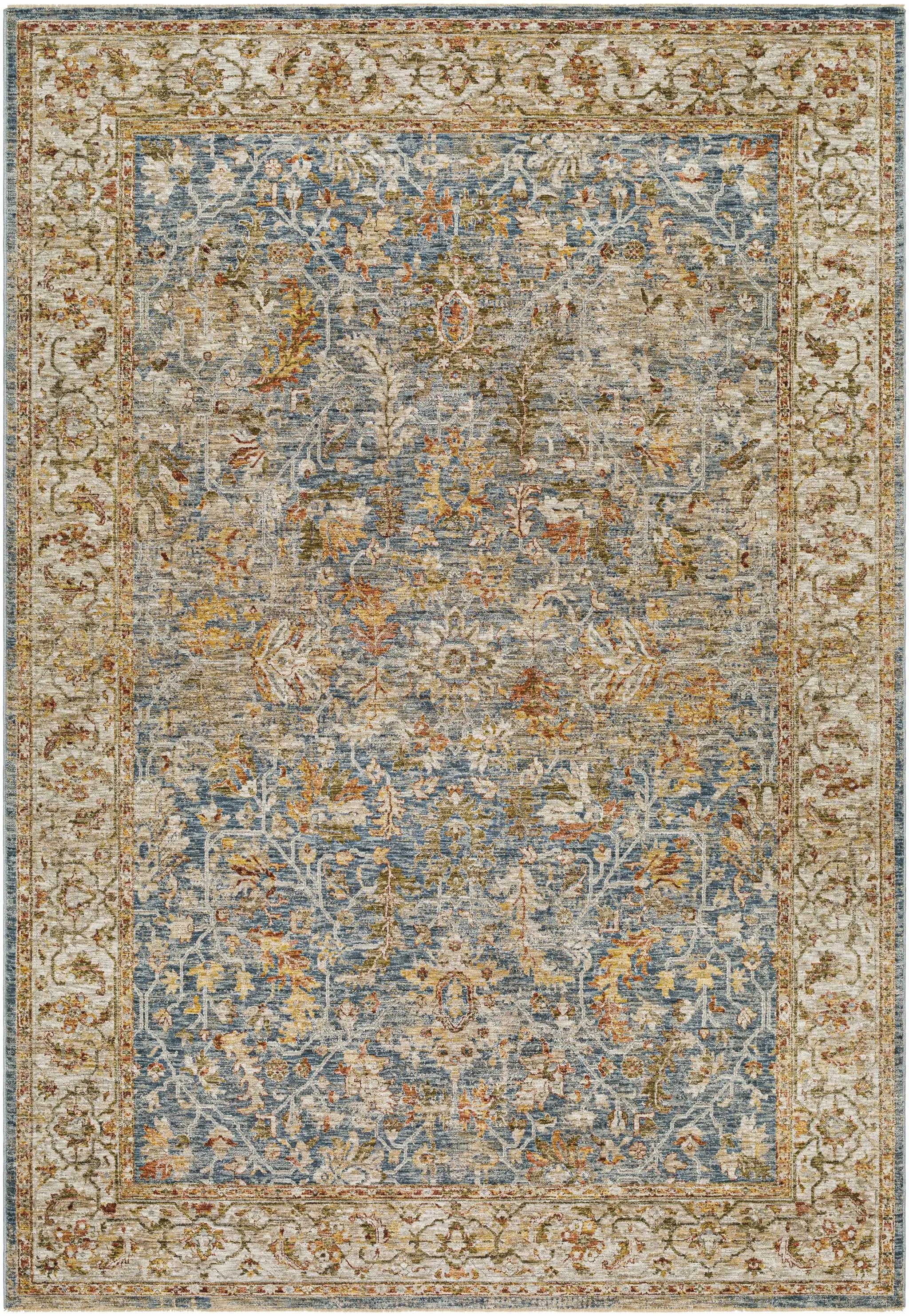 Asabi Blue Textured Rug with Fringes by Boutique Rugs