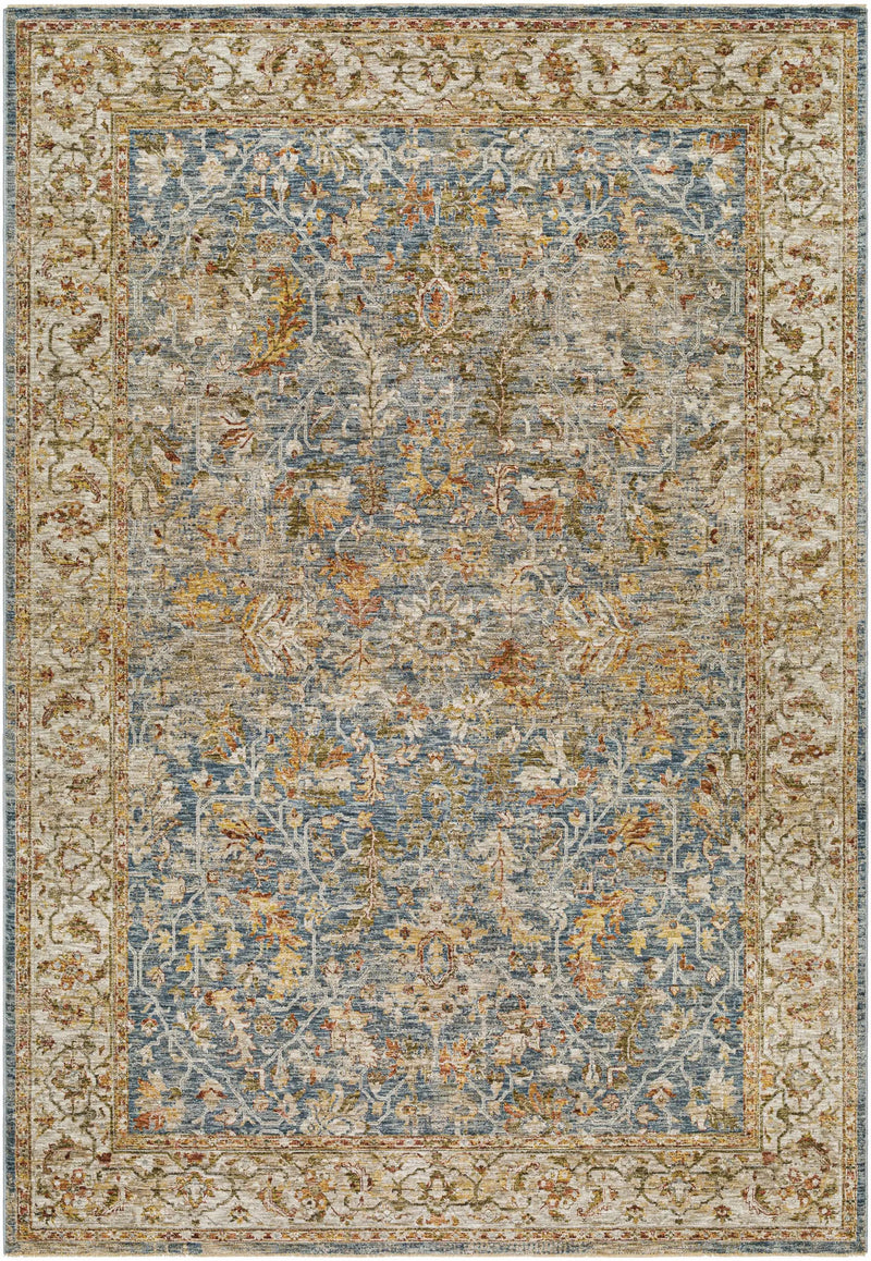 Asabi Blue Textured Rug with Fringes by Boutique Rugs
